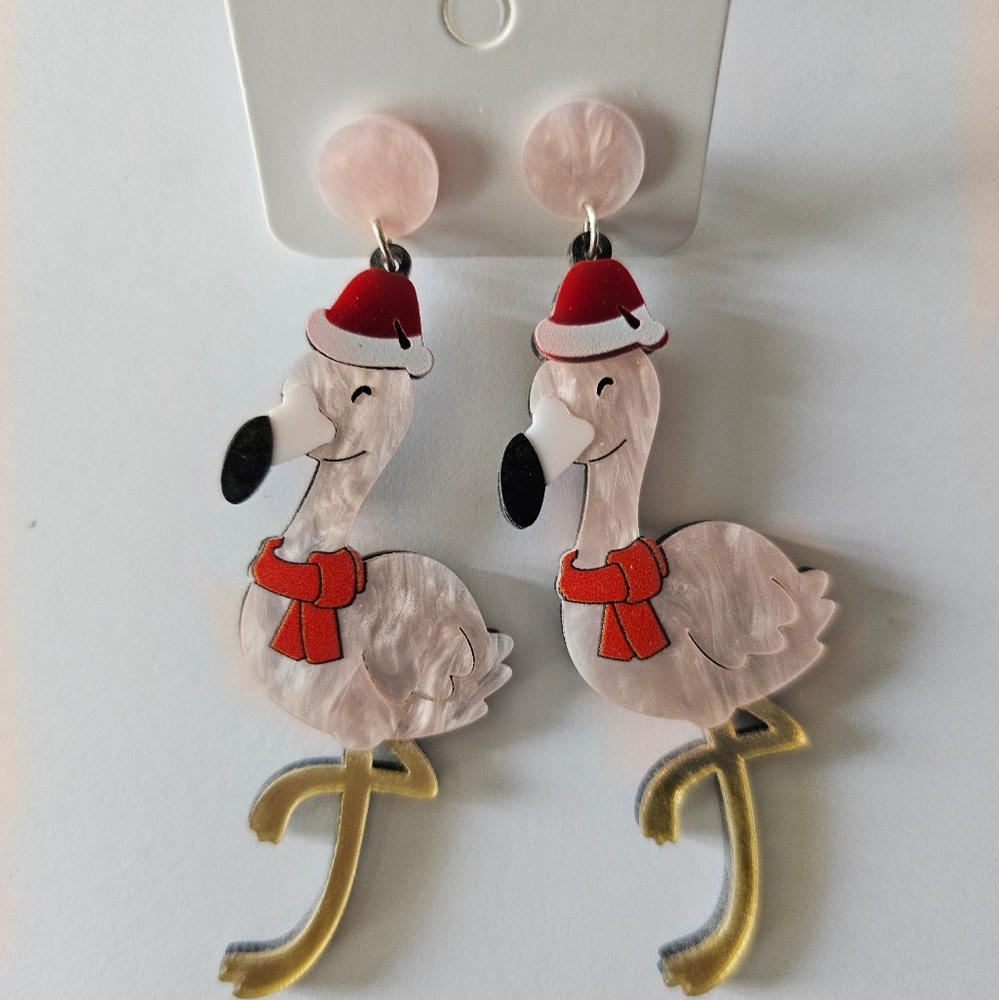 NEW Festive Flamingo Earrings